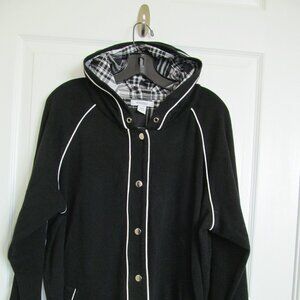 Black Jacket with White Piping & Plaid Lining